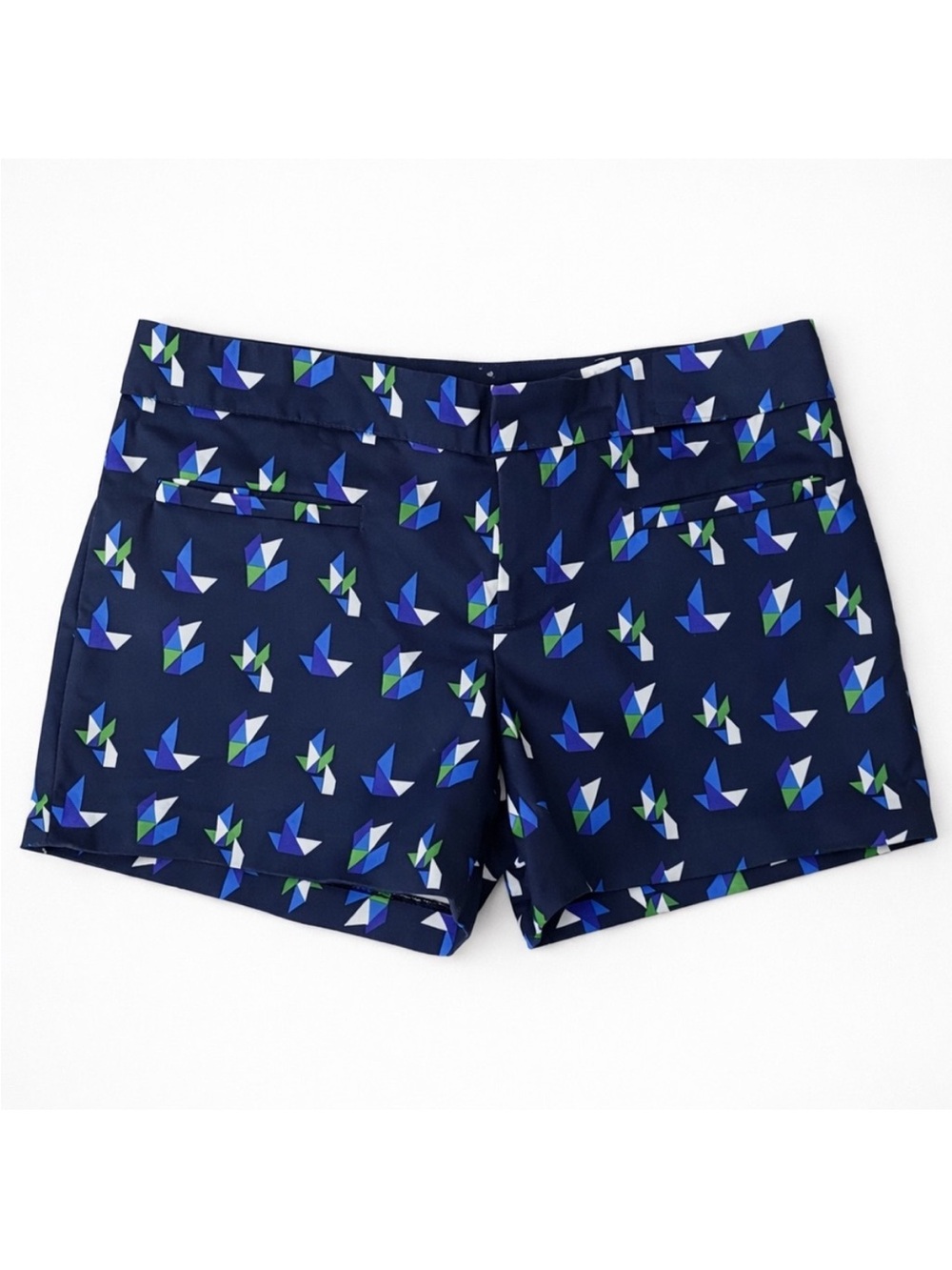 Club Monaco Navy Geometric Print High-Waist Shorts